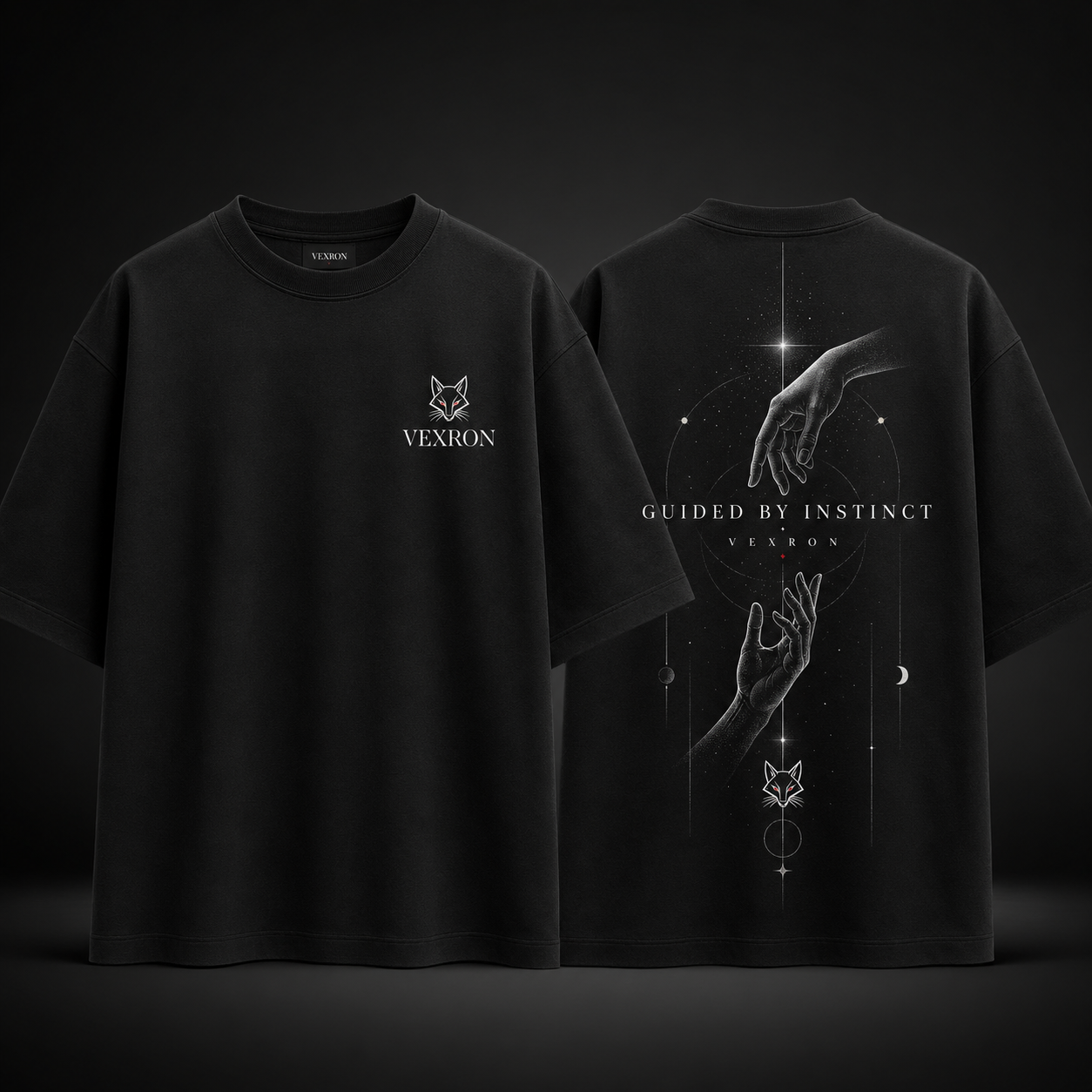 Vexron Celestial Hands Graphic Oversized Back Print T-Shirt | Premium Cotton | 220 GSM