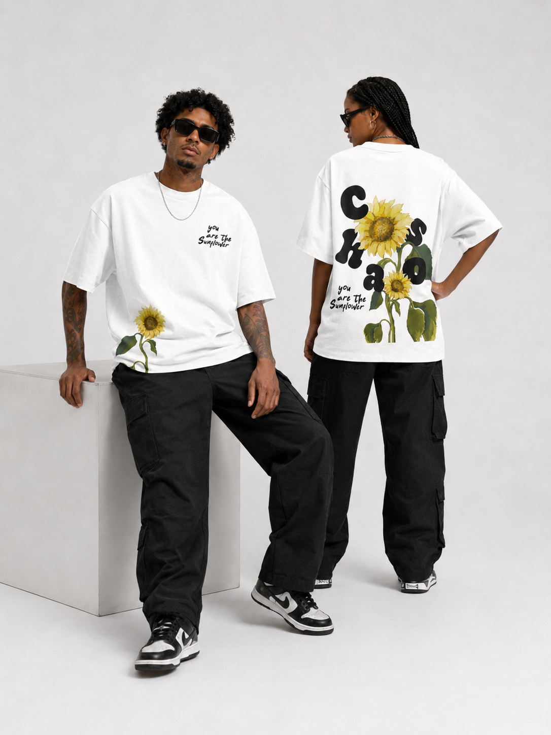 Vexron You Are The Sunflower Oversized Graphic T-Shirt | Premium Cotton | 220 GSM