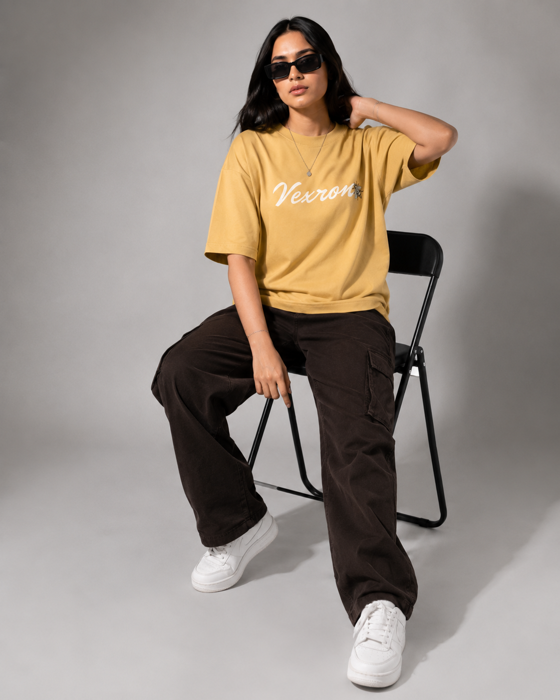 Vexron Vintage Floral Bee Graphic Oversized T-Shirt for Men & Women | 100% Cotton | 220 GSM
