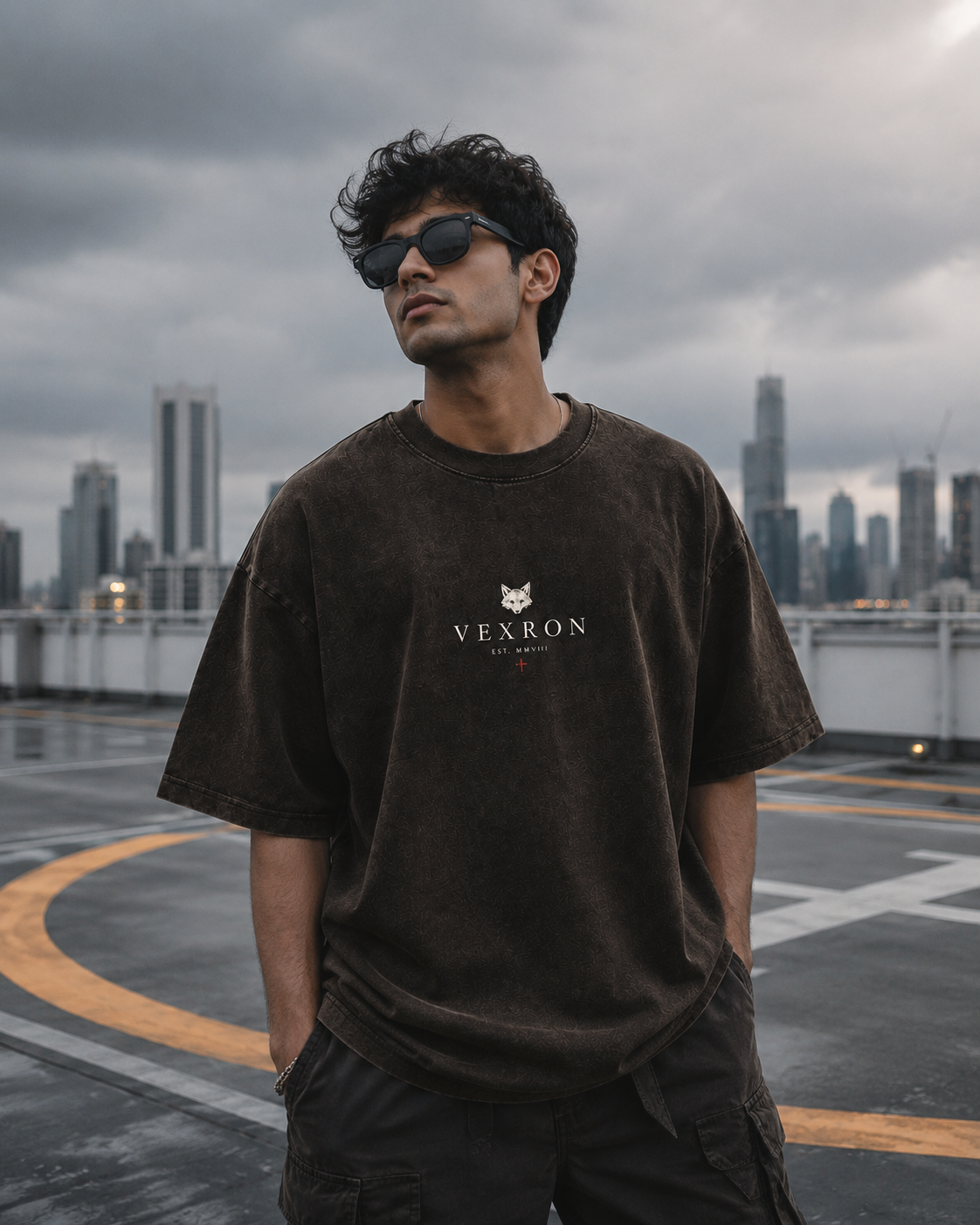 Vexron Trust the Hunt Wolf Graphic Oversized T-Shirt for Men & Women | 100% Cotton | 220 GSM