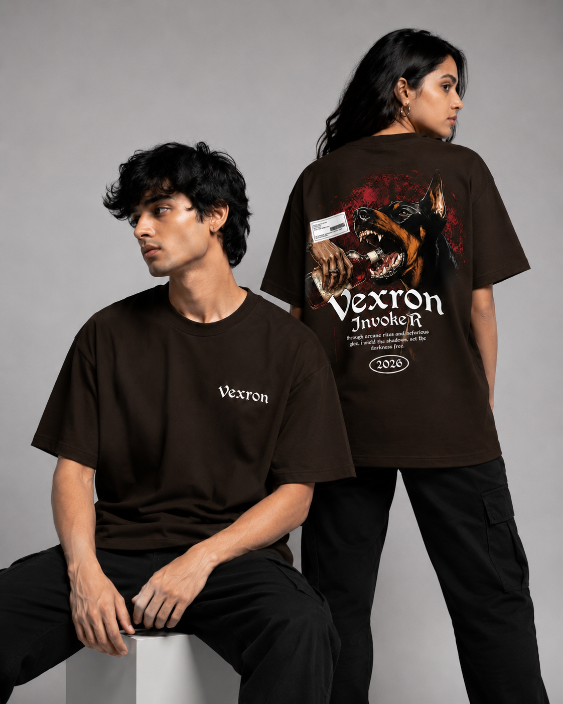 Vexron Doberman Streetwear Oversized Back Print T-Shirt | Premium Cotton | 220 GSM