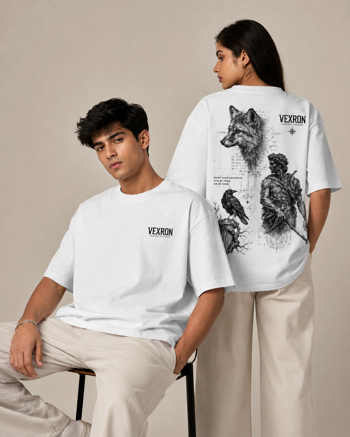 Vexron Instinct Legacy Graphic Oversized T-Shirt for Men & Women | 100% Cotton | 220 GSM  Alternative SEO Title