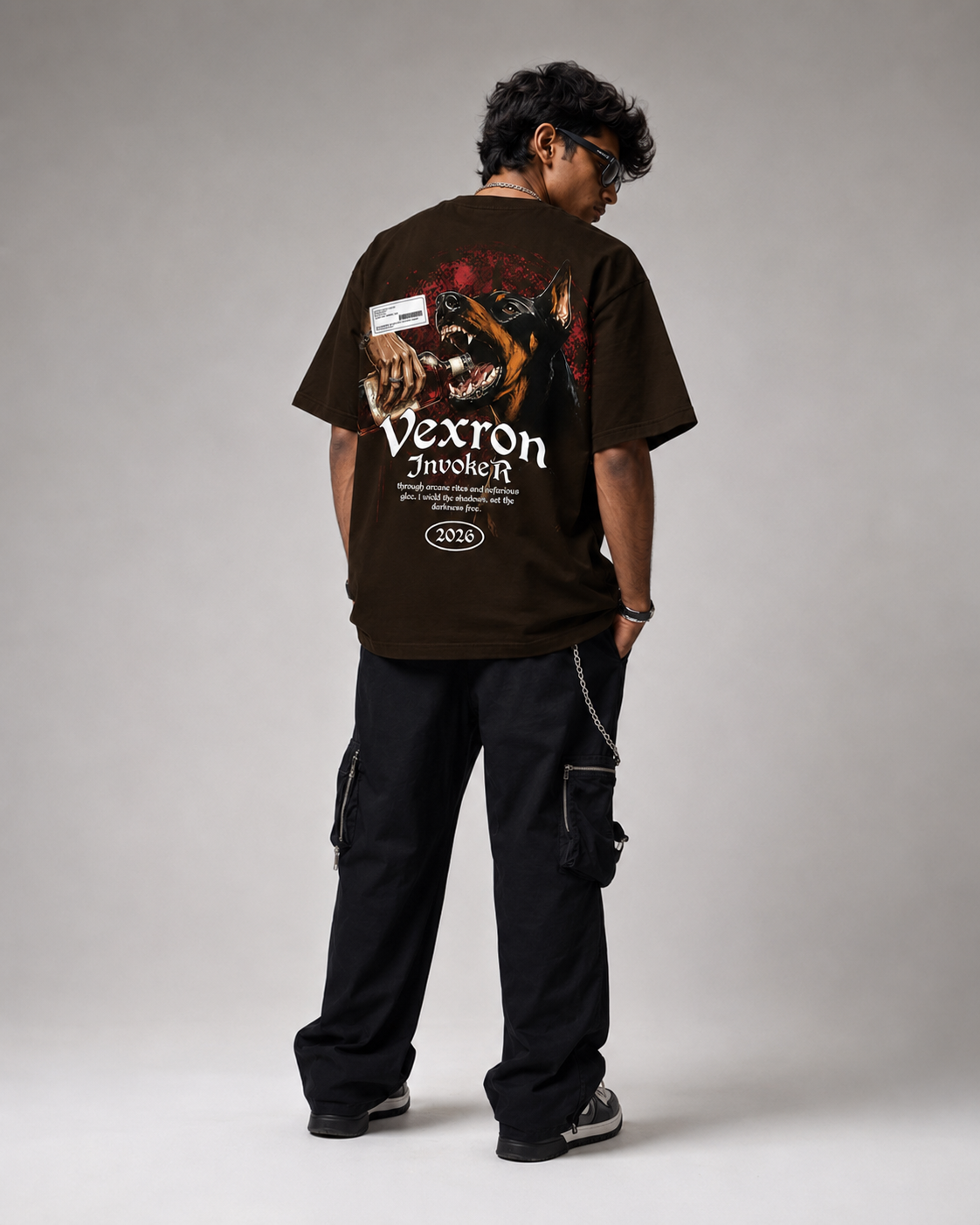 Vexron Doberman Streetwear Oversized Back Print T-Shirt | Premium Cotton | 220 GSM
