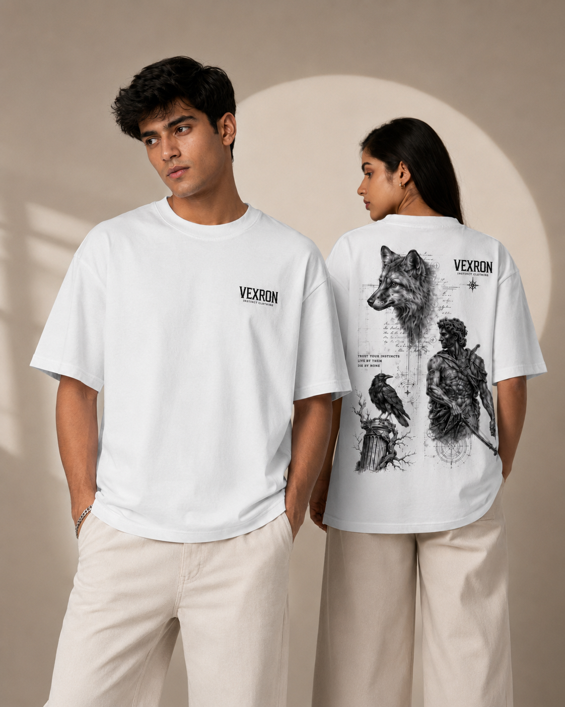Vexron Instinct Legacy Graphic Oversized T-Shirt for Men & Women | 100% Cotton | 220 GSM  Alternative SEO Title