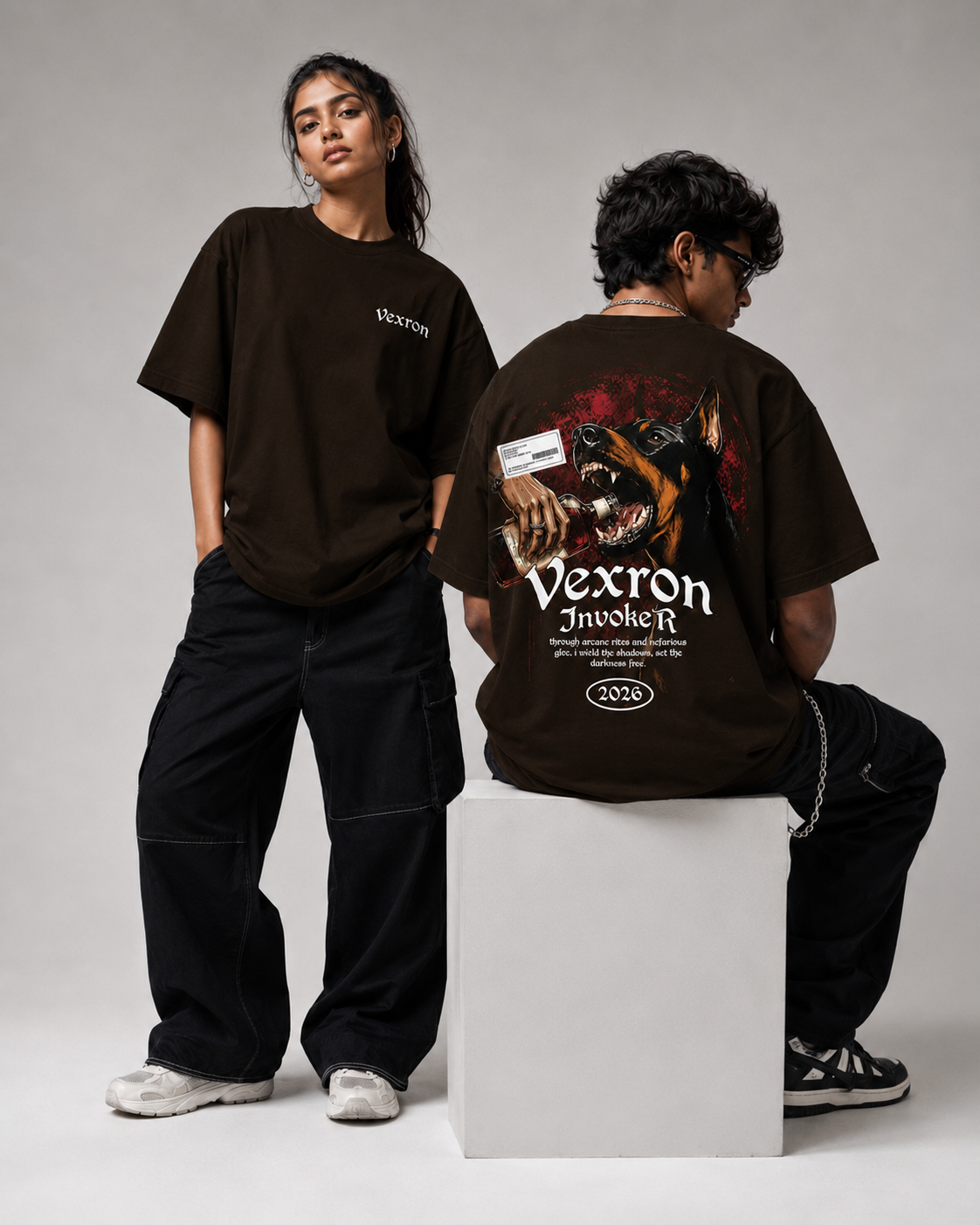 Vexron Doberman Streetwear Oversized Back Print T-Shirt | Premium Cotton | 220 GSM