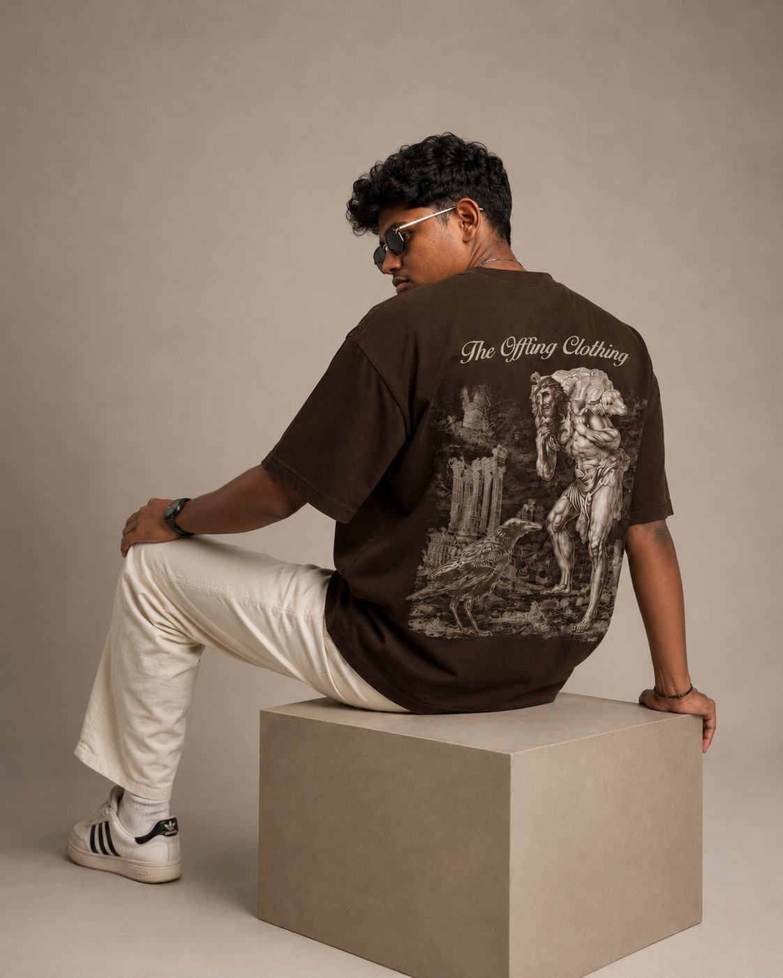 Vexron Vintage Atlas Graphic Back Print Oversized T-Shirt for Men & Women | 100% Cotton | 220 GSM