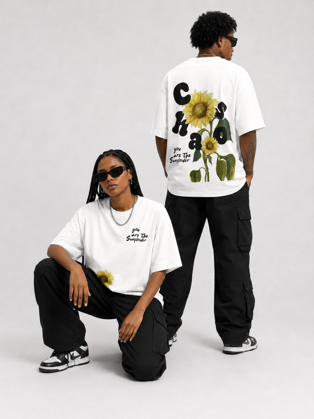 Vexron You Are The Sunflower Oversized Graphic T-Shirt | Premium Cotton | 220 GSM