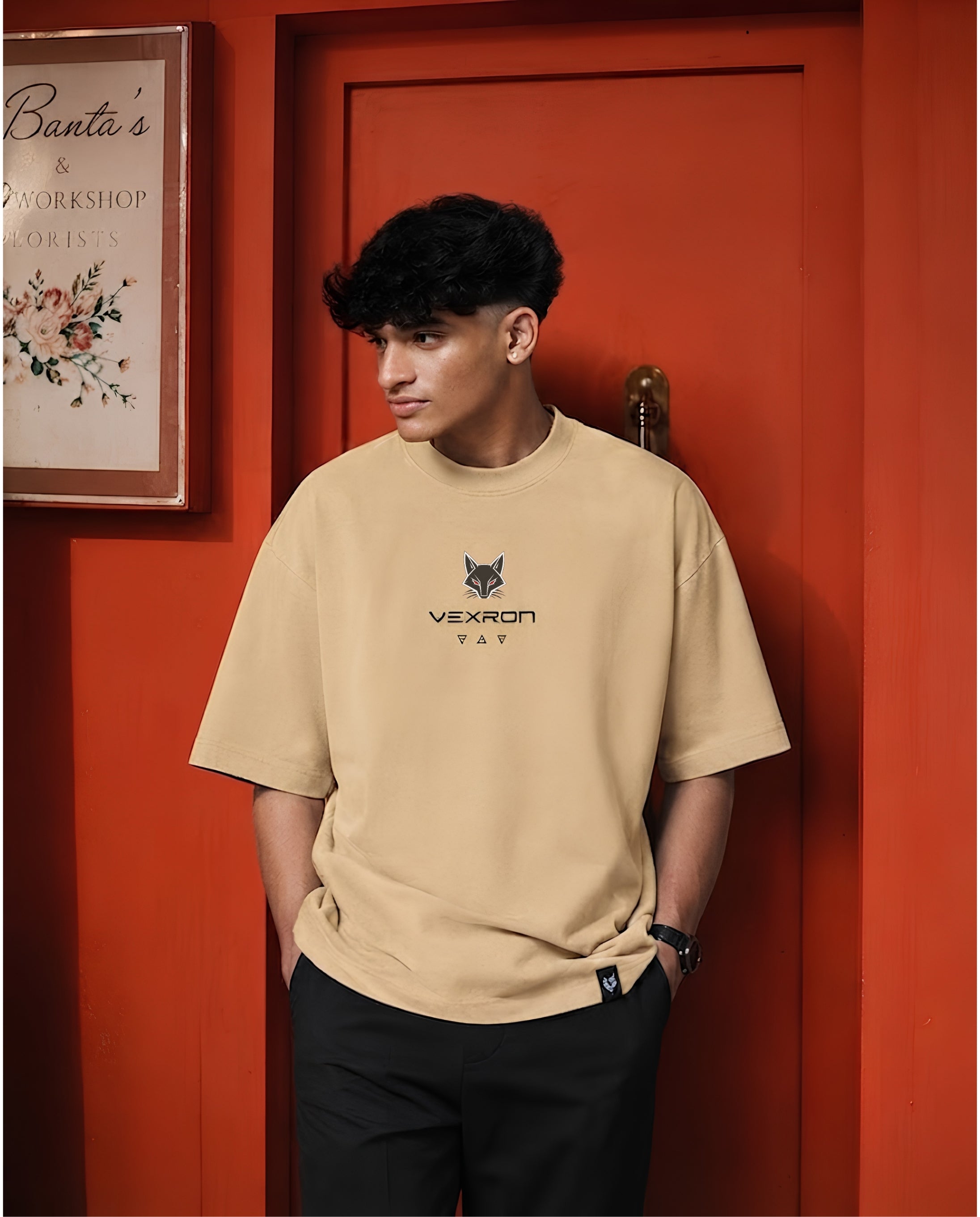 Vexron Skull Graffiti Graphic Oversized Back Print T-Shirt | Premium Cotton | 220 GSM