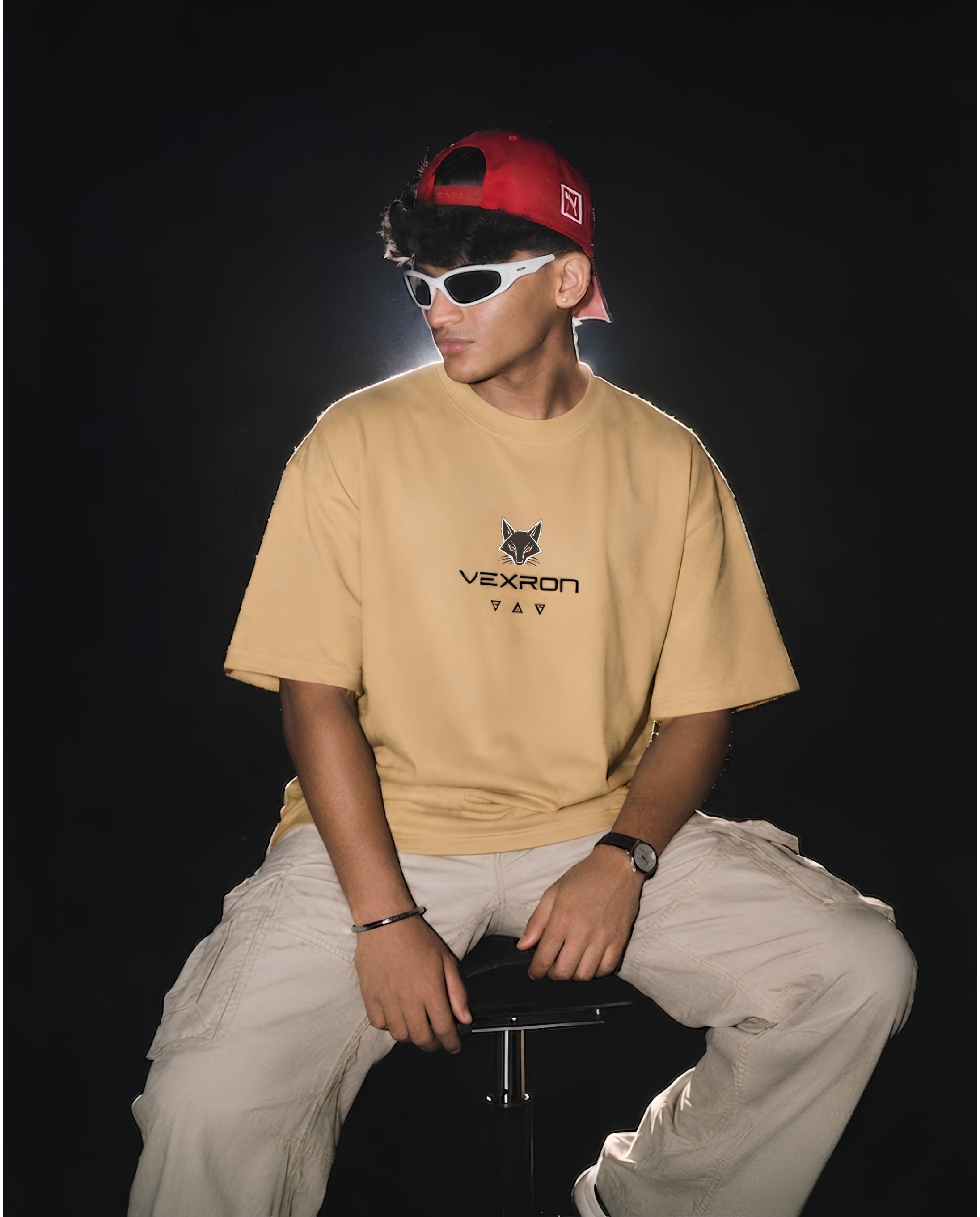 Vexron Skull Graffiti Graphic Oversized Back Print T-Shirt | Premium Cotton | 220 GSM