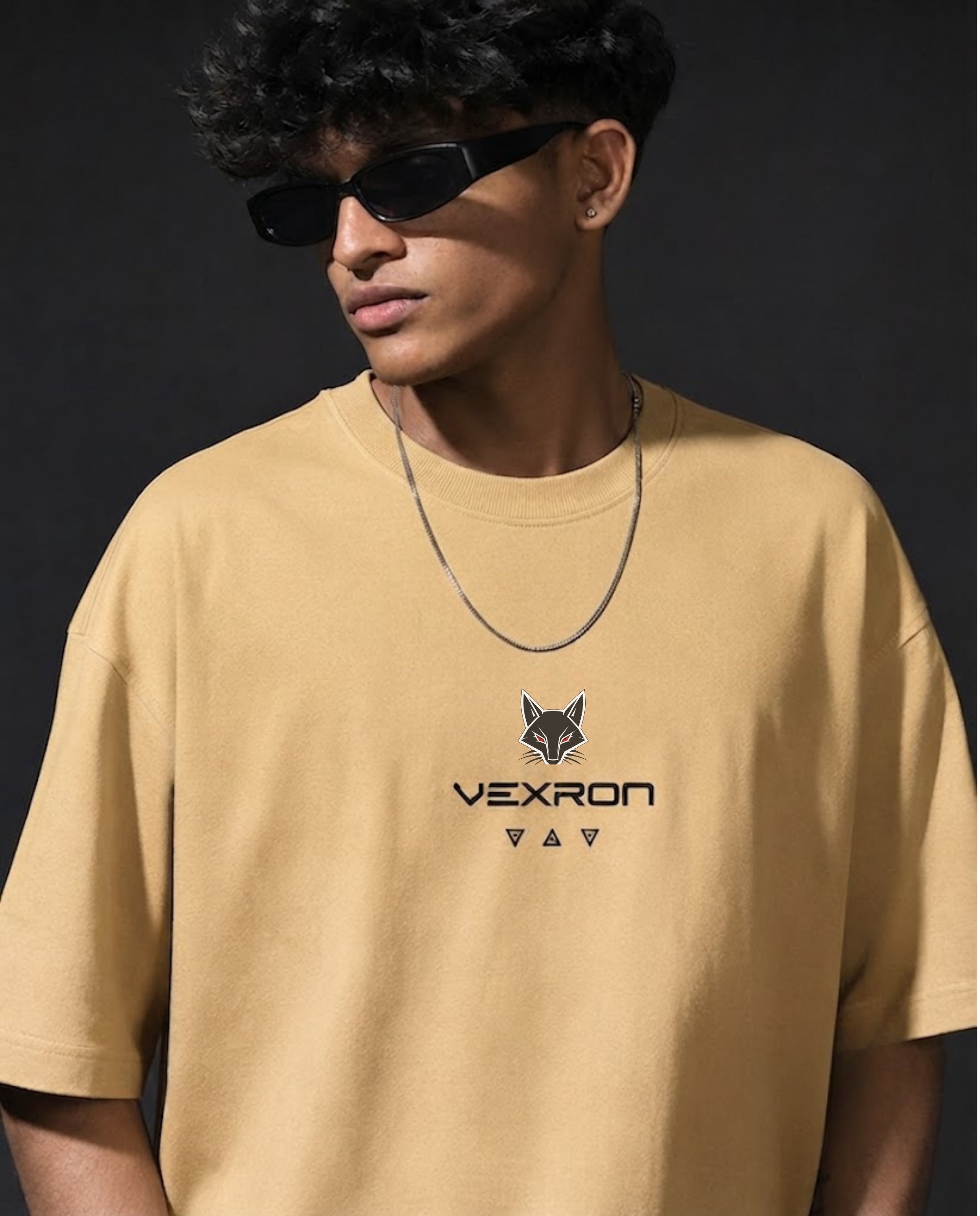 Vexron Skull Graffiti Graphic Oversized Back Print T-Shirt | Premium Cotton | 220 GSM