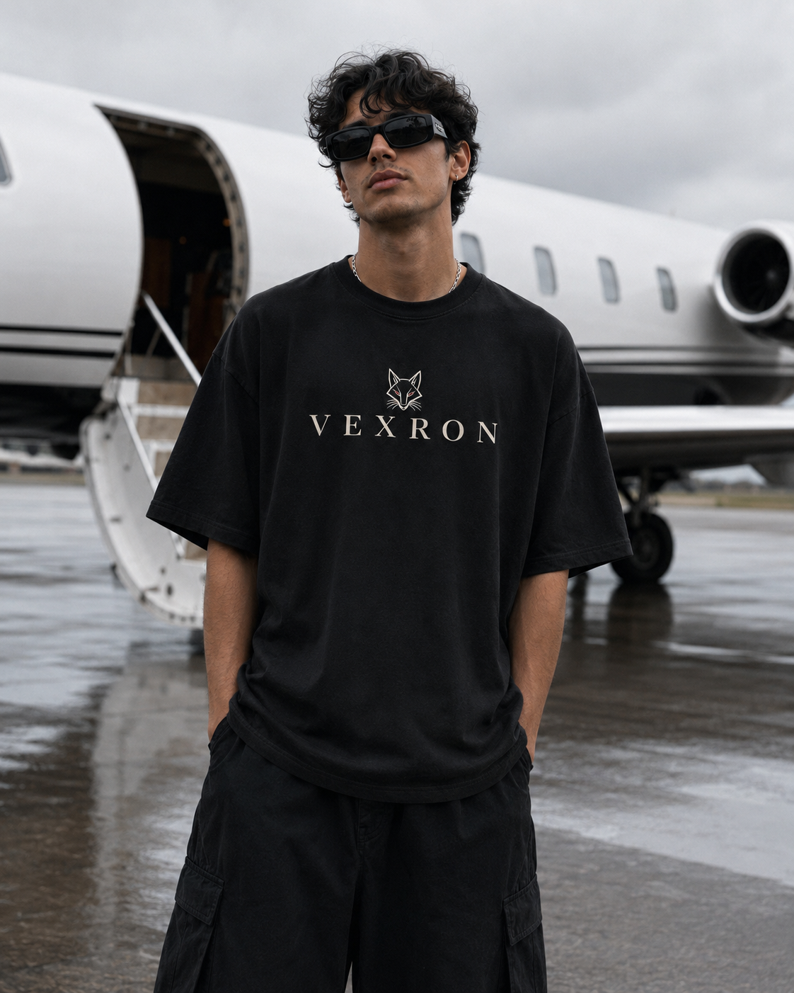 Vexron Black Wolf Graphic Back Print Oversized T-Shirt | Premium Cotton | 220 GSM