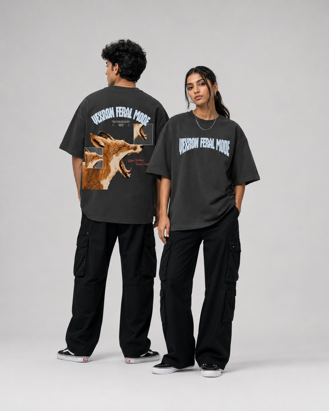 Feral Mode Wolf Graphic Oversized T-Shirt for Men & Women | 100% Cotton | 220 GSM