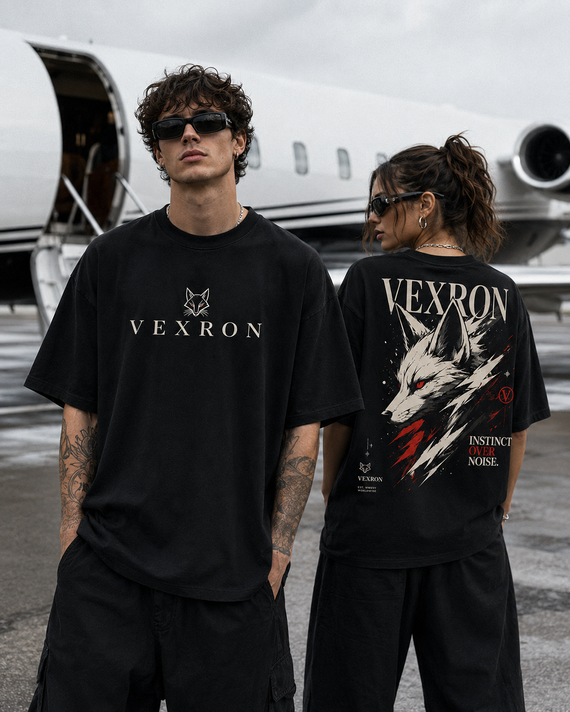 Vexron Black Wolf Graphic Back Print Oversized T-Shirt | Premium Cotton | 220 GSM