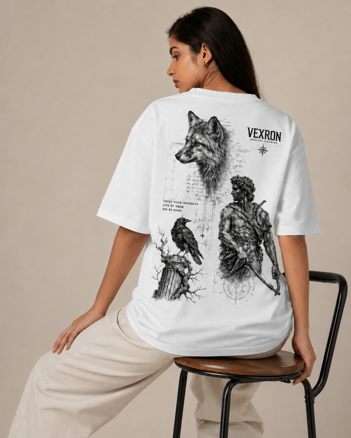 Vexron Instinct Legacy Graphic Oversized T-Shirt for Men & Women | 100% Cotton | 220 GSM  Alternative SEO Title