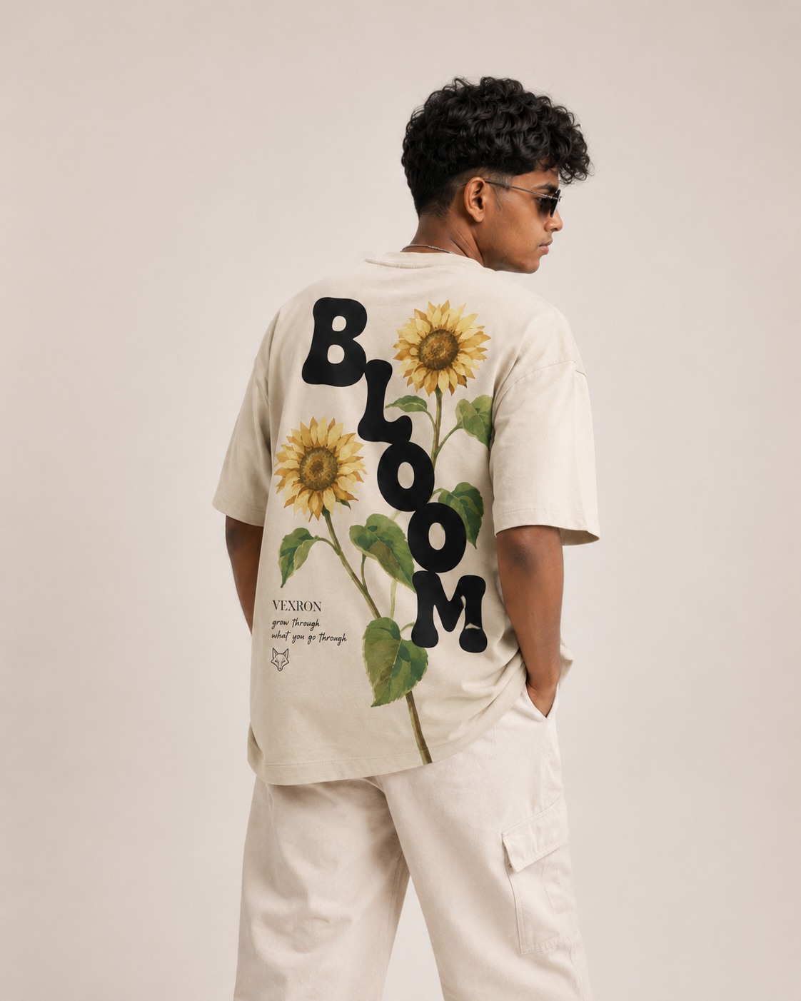 Vexron Bloom Sunflower Graphic Oversized T-Shirt for Men & Women | 100% Cotton | 220 GSM