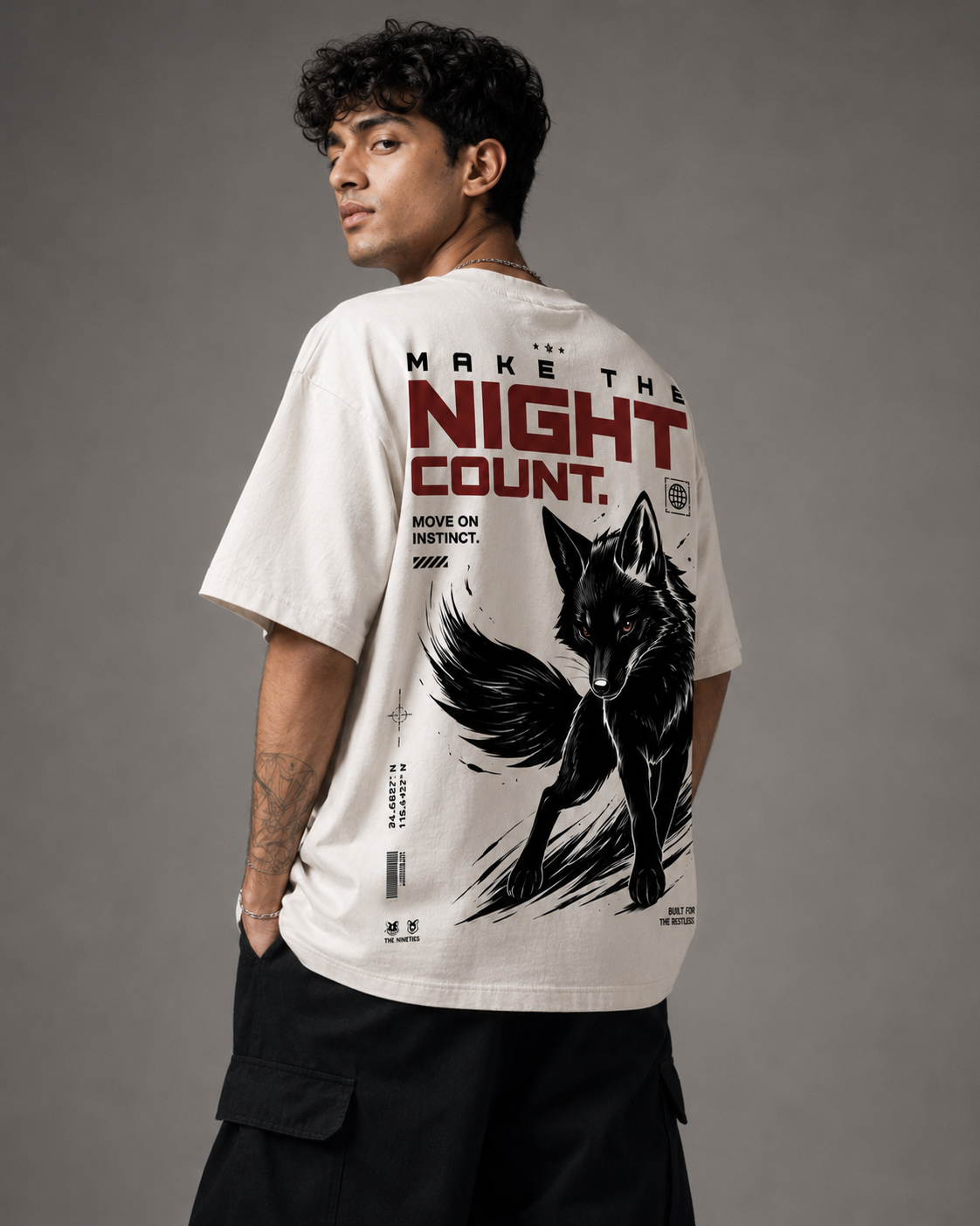 Make The Night Count Wolf Graphic Oversized T-Shirt for Men & Women | 100% Cotton | 220 GSM